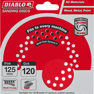 Diablo 125mm 120 Grit Hook & Loop Random Orbital Sanding Discs - 10 Pack