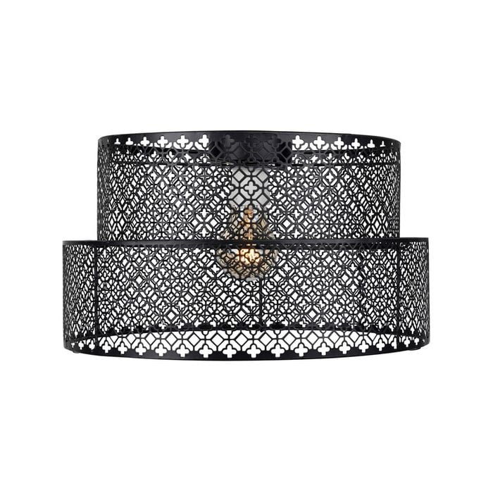 Brilliant 35cm Black Tier Laser Cut Metal Batten Fix Shade