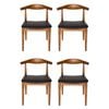 Sk Designer Living | Pack Of 4 | Replica Hans Wegner Elbow Chair Ch20 - Walnut & Black