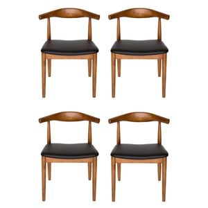 Sk Designer Living | Pack Of 4 | Replica Hans Wegner Elbow Chair Ch20 - Walnut & Black