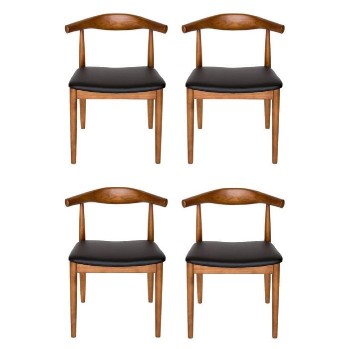 Sk Designer Living | Pack Of 4 | Replica Hans Wegner Elbow Chair Ch20 - Walnut & Black
