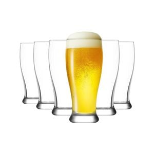 Lav Brotto 330ml Classic Beer Glasses - Set Of 6 Beer & Lager Tumblers Drinking Glasses Set Pilsner, Ale & Cider
