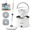 Premium Microfiber Round Mop Bucket Set w/ Clean & Dirty Water Separation 360 Degree White