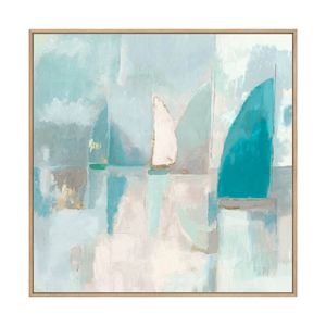 Artey | Blue Sails I - Framed Canvas - Natural Frame - 120 x 120cm