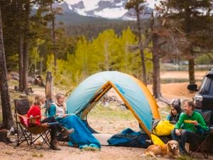 People camping in the outdoors.