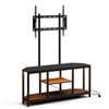 Advwin 115cm LED TV Cabinet w/ Mount Adjustable Corner Entertainment Unit Stand w/ AC & Shelf Media Console Table Walnut