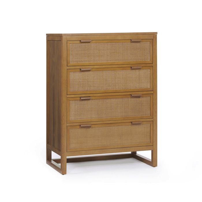 Teamson Home Hatteras Dresser with 4 Rattan Inlay Drawers, Natural