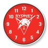 AFL Wall Clock - Sydney Swans - Plastic - 30cm Diameter - Team Logo