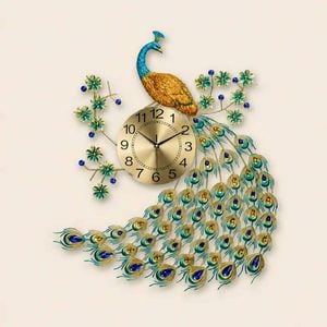 Gorgeous Large Peacock Wall Clock