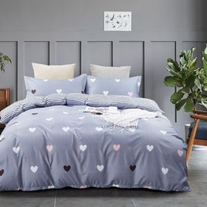 Fabric Fantastic Heart Super King Size Quilt/doona/duvet Cover Set
