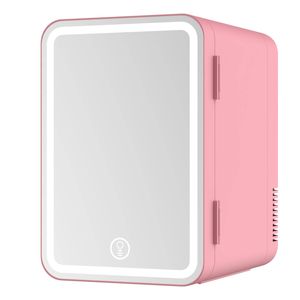 YOPOWER 8L Mini Skincare Fridge with Dimmable LED Light Mirror Pink