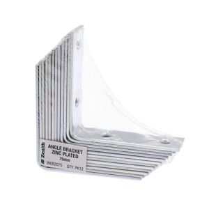 Zenith 75mm Zinc Plated Angle Bracket - 12 Pack
