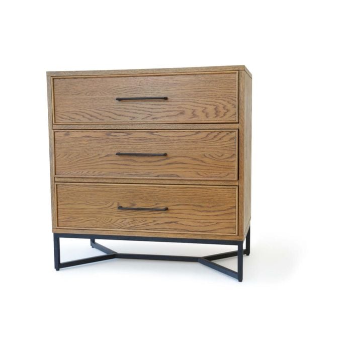 6IXTY Toulouse French Marquetry Chest of 3-Drawers Tallboy Storage Cabinet - Oak