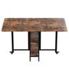 Ufurniture Folding Dining Table Drop Leaf Expandable Kitchen Table For 6 person with Wheels and Storage Shelf Rustic Brown