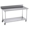 Soga 150cm Stainless Steel Bench with Backsplash & Wheels