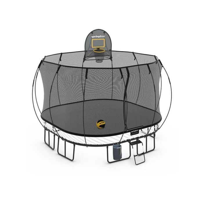 Springfree Large Square Trampoline 11 ft - Sports Accessory Bundle Basketball Hoop, Ladder and Bag