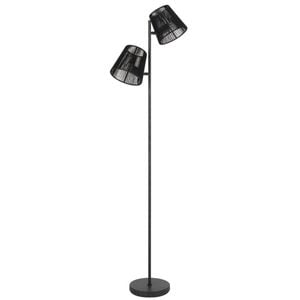 Telbix Valora Modern Standing Floor Lamp Light Foot Switch Metal Natural Fiber Gun Metal Black Patina