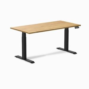 Desky Dual Light Oak Rubberwood Sit Stand Desk 150x75cm Matte Black Frame Leg