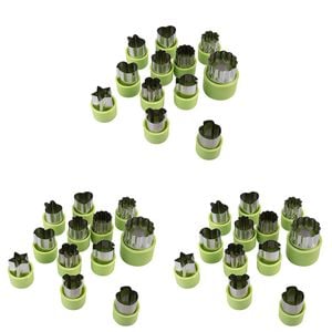 3x 12pc Appetito Fruit & Vegetable Cutters Set Shapes Green