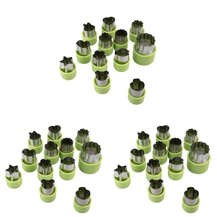 3x 12pc Appetito Fruit & Vegetable Cutters Set Shapes Green