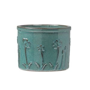 Northcote Pottery 32 x 25 cm Flower Forest Green Glazed Terracotta Outdoor Planter