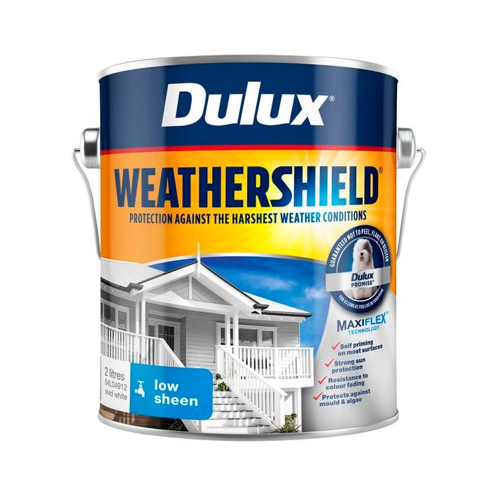 Dulux 2L Vivid White Low Sheen Weathershield Exterior Paint