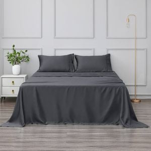 Dreamaker Matte Satin Sheet Set Charcoal - Super King Bed