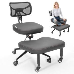 Cross Legged Office Chair Height Adjustable Meditation Chair 360 Footrest Rotating Kneeling Chair