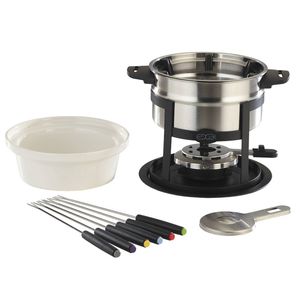 12pc Edge Design 3in1 Stainless Steel Fondue Set w/ Magnetic Fork Guide
