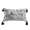 SOGA 35cm Throw Pillow – Black and White Floral Print Elegant with Tassel