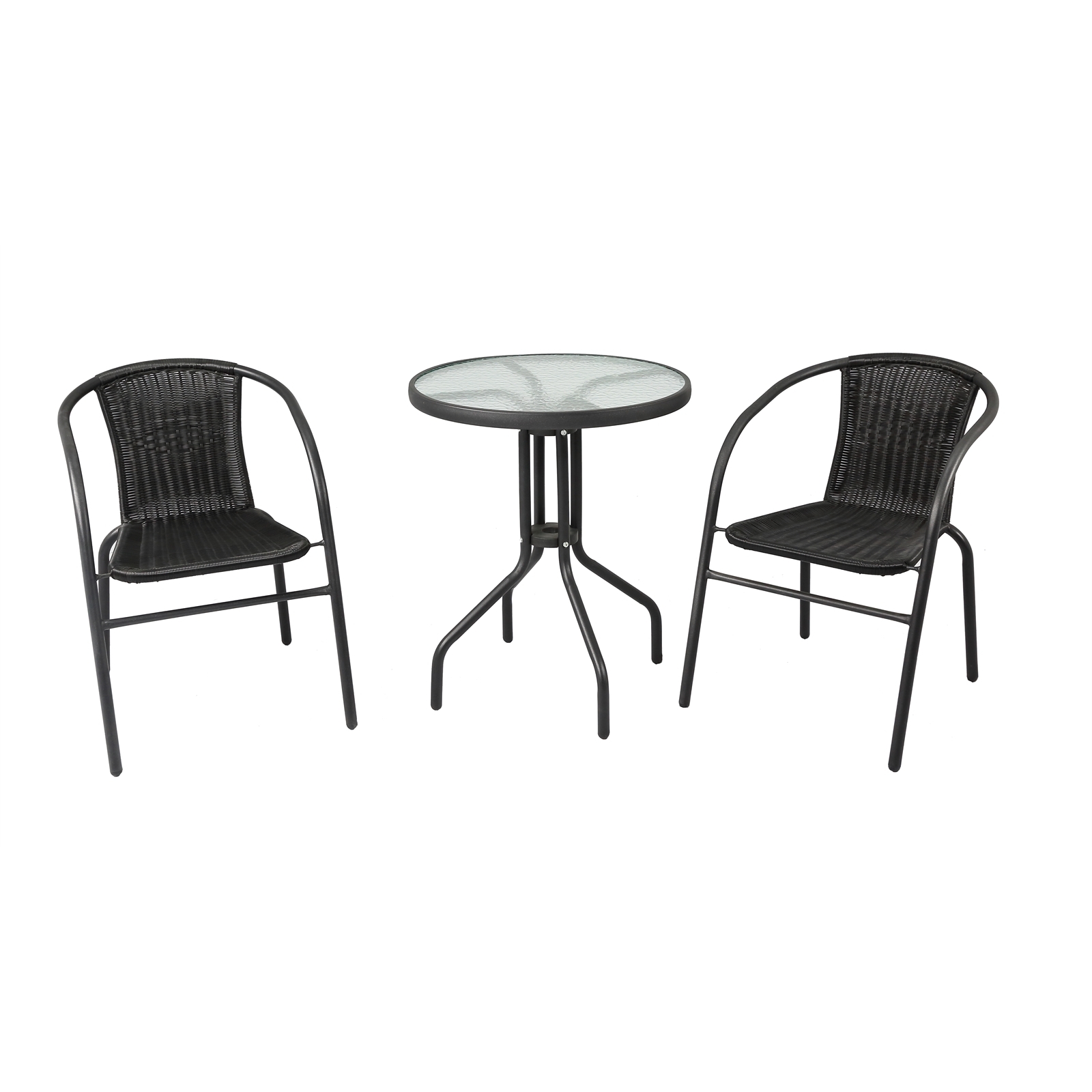 Marquee 3 Piece Black Wicker Bistro Set