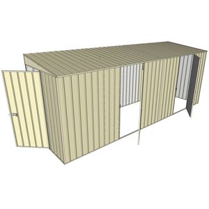 Build-a-Shed 1.5 x 5.2 x 2m Dual Single Hinged Side Door Skillion Shed - Cream