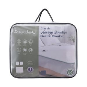 Dreamaker Classic Allergy Sensitive Antimicrobial Electric Blanket Queen Bed | Overheat Protection Fully Fitted  Heated Topper