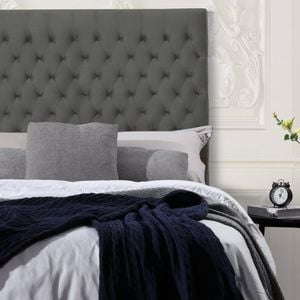 Bedding Co. Velvet Luxe Bed Head Diamond Design Charcoal Queen