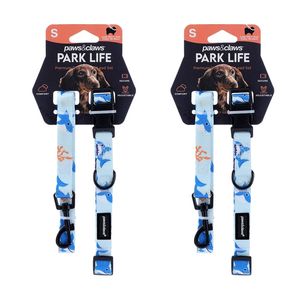 2PK Paws And Claws Park Life Pet/Dog Collar & 120cm Lead Set Small Assorted