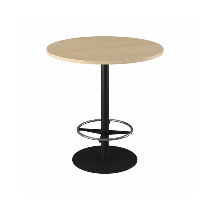 Olg Disc Bar Leaner Black Frame New Oak Smooth Top 1050mm Diameter