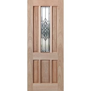 Woodcraft 2040 x 820 x 40mm Entrance Door Hamlett Bevelled Black TG Mirror TG9CB