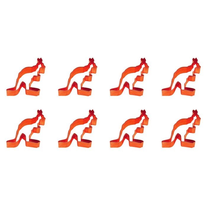 8PK R&M Kangaroo Cookie Cutter Polyresin Coated Steel 8cm - Orange