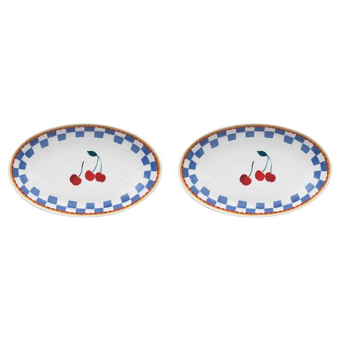2PK Porto Valentina Porcelain Oval Serving Platter 32cm Cherry