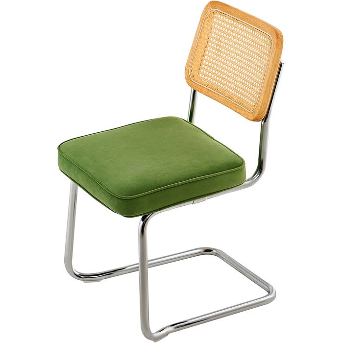 VEVOR Rattan Chairs Green Upholstered Velvet Accent Set of 2 for Living Room