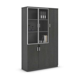 ModernHome MATEES 3Doors Display Cabinet 120cm(W)x40cm(D)x200cm(H) - Grey/ Brown