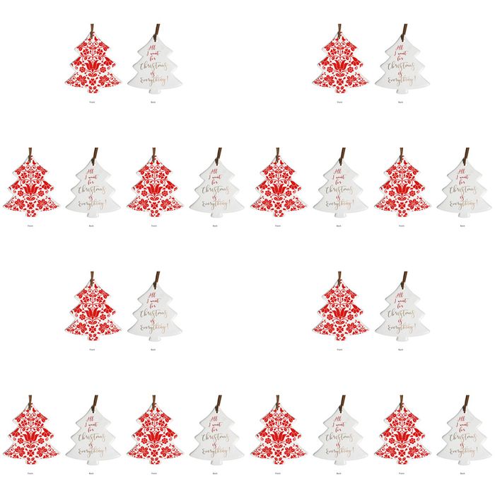 12PK LVD Tree Floral Home/Office Hanging X-mas Display Ornament Decor 8x9cm Red