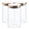 Argon Tableware Glass Storage Jar - Gold Lid - 1l - Modern Round Scandi Organisation Container Glass Jar - Set Of 3