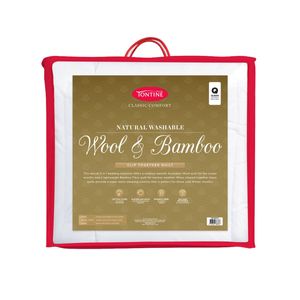 Tontine Classic Comfort Natural Wool Bamboo Clip Together Quilt Queen Washable
