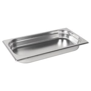 Vogue Stainless Steel 1/3 Gastronorm Tray 40mm 1.45ltr Gn Pan Kitchen Storage Food Safe Stackable