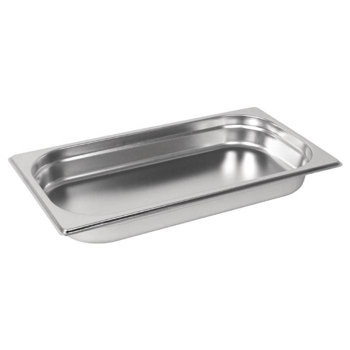Vogue Stainless Steel 1/3 Gastronorm Tray 40mm 1.45ltr Gn Pan Kitchen Storage Food Safe Stackable