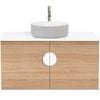 CIBO 900mm Oak Mornington Wall Hung Vanity With Light Grey / White Basin And White Handle