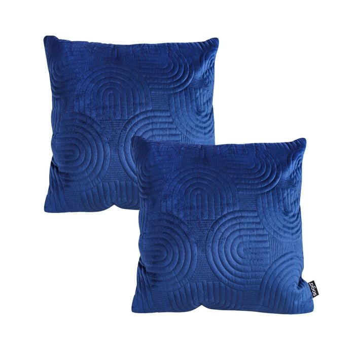 SOGA 2X 50cm Blue Textured Geometric Pattern Decorative Throw Pillow