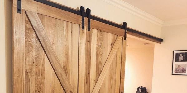 Timber sliding barn door.