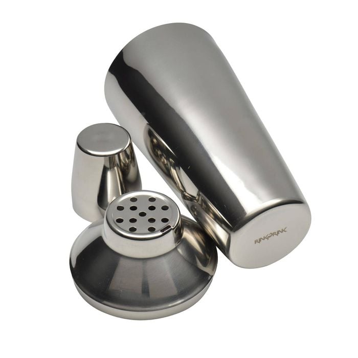 Rink Drink 3pc Manhattan Cocktail Shaker Set - 500ml Cocktail Making Shaker With Built In Strainer Stainless Steel Muddler